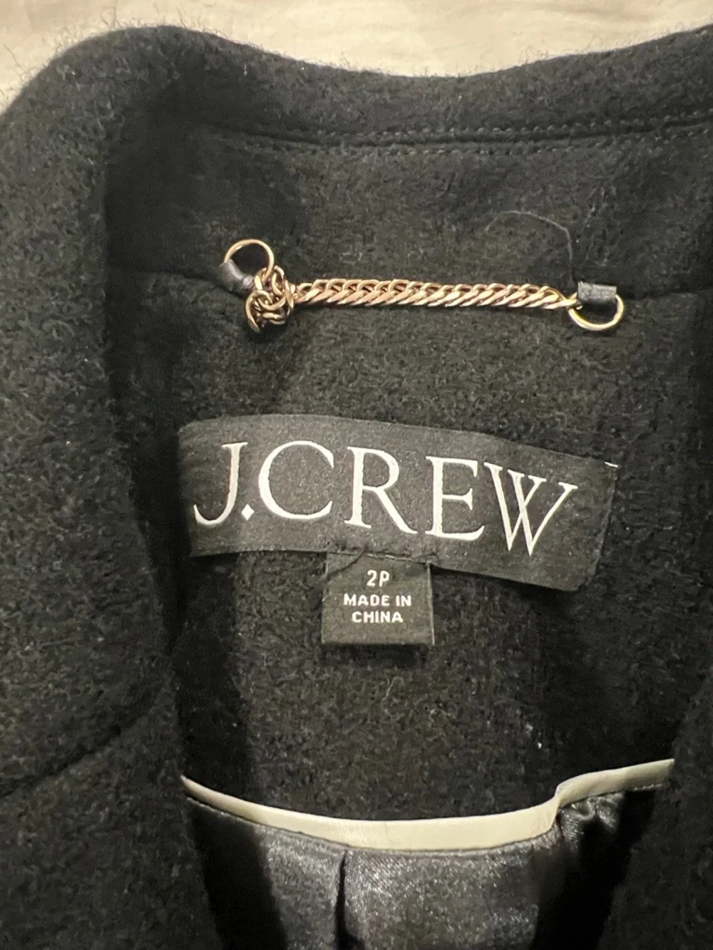 J.Crew brand new without tags Black Wool Pea Coat with Classic Lapel - Picture 2 of 4